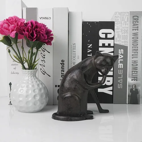 Vista 7 de DreamsEden Estatua de gato de metal para decoración del hogar