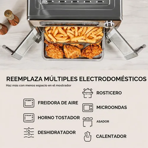 Vista 4 de Emeril Lagasse Combo de Horno Tostador y Freidora de Aire Extra Grande con Puerta Francesa, 24 Funciones de Cocción y Controles Digitales, 7