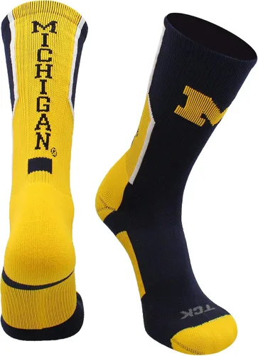 Vista 17 de TCK NCAA Perimeter Crew Socks, calcetines deportivos de equipo de rendimiento atlético para hombres y mujeres, absorben la humedad, con licencia