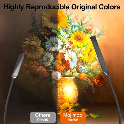 Vista 6 de Mojimdo Lámpara LED de escritorio con abrazadera, lámpara de lectura LED regulable con cuello de cisne flexible, 3 colores y 10 lámparas