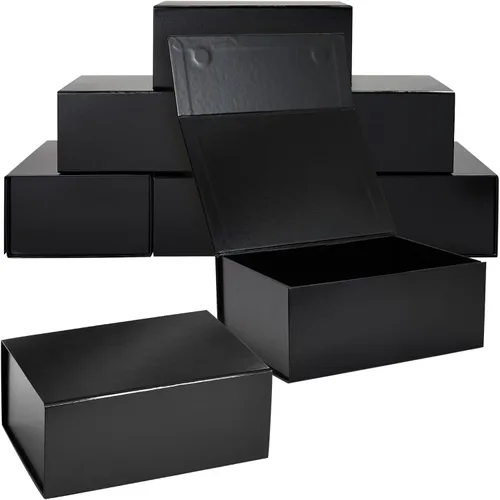 Vista 9 de Stockroom Plus Cajas de regalo magnéticas con tapas, 9.5 x 7 x 4 pulgadas, color negro brillante, paquete de 6 unidades, cierre magnético seguro