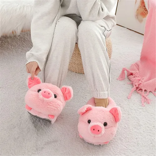 Vista 3 de Pig Animal Warm Winter Home Zapatillas de tiburón hámster para mujer