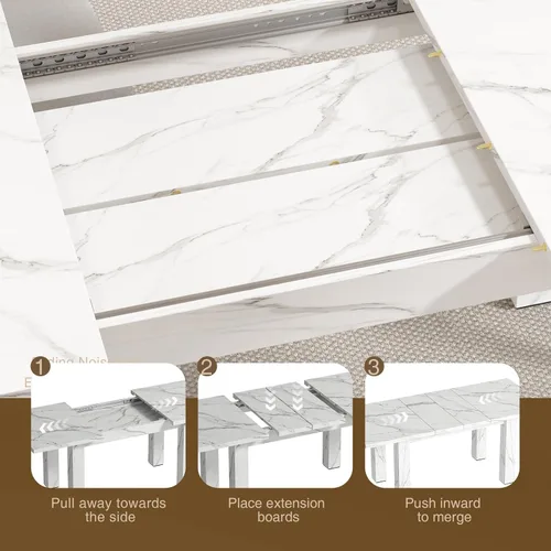 Vista 7 de Halitaa Mesa de comedor extensible para 6 a 10 personas, mesa de comedor rectangular rústica expandible de 55 a 78 pulgadas, reunión para cocinas