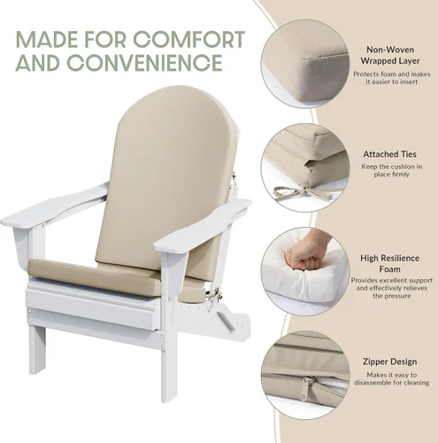 Vista 4 de WestinTrends Adirondack - Cojín para silla mecedora, resistente a la intemperie, con respaldo alto, color beige