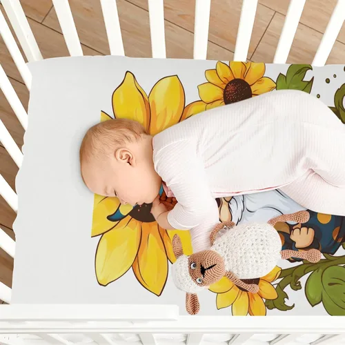 Vista 8 de Fitted Crib Sheets Gnome Sunflower Mini Crib Sheets for Boy & Girl Toddler Mattress Sheets Playard Sheet 21216285