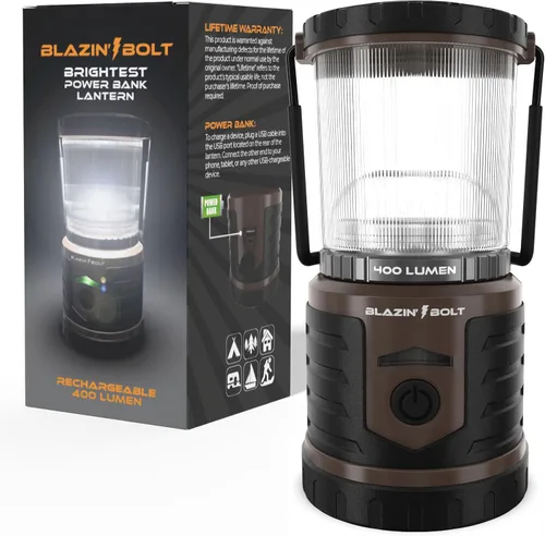 Vista 11 de Linterna recargable USB resistente de Blazin Bolt Banco de energía de 6000mAh 400 lúmenes 400 horas de luz 6 modos Para camping