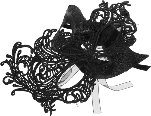 Vista 7 de 2 piezas de máscara de media cara para cosplay, actuaciones, accesorio de disfraz de fiesta (negro)