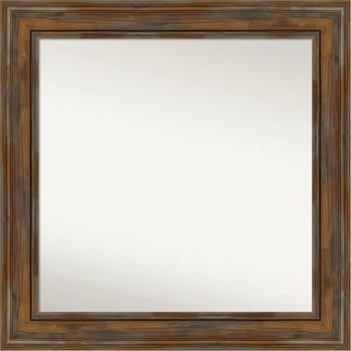 Vista 256 de Amanti Art Espejo de baño marrón para sobre fregadero, 26 x 26 pulgadas, espejo de tocador cuadrado marrón rústico Alexandria, marco de madera
