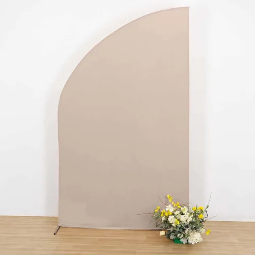 Vista 87 de Efavormart - Juego de 4 fundas de elastano beige para arco de media luna, fundas de telón de fondo Chiara de 2.5 pies a 7 pies para escenarios