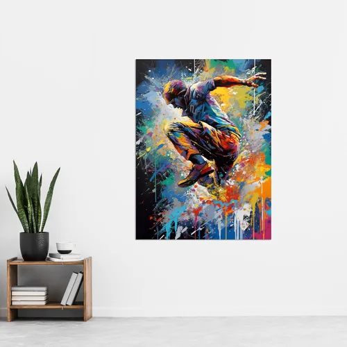 Vista 2 de Artery8 Parkour Paint Splat Portrait Jump Action Shot Large XL Wall Art Canvas Print