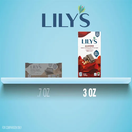 Vista 3 de LILY'S Almendra estilo chocolate negro sin azúcar añadido, barras de dulces, 3 onzas (12 unidades)