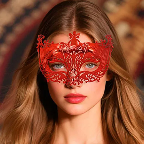 Vista 3 de Yalice Máscara veneciana para mascarada, para mujer, para fiesta, para ojos, accesorios para disfraz Rojo