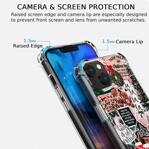 Vista 3 de Funda estética navideña compatible con iPhone 15, funda festiva de invierno para iPhone 15, funda de TPU a la moda