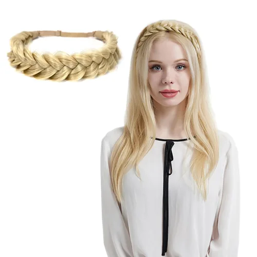 Vista 10 de Diadema Trenzada de 2 Hebras Despeinada Clásica Gruesa Trenzas Anchas Elástica Extensible de Calidad Sintética Diadema Trenzada para Mujeres Niñas