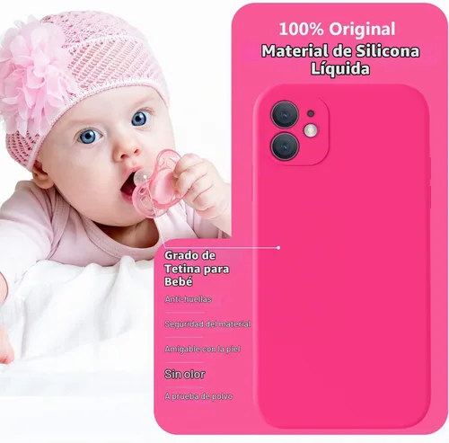 Vista 7 de Vooii Funda compatible con iPhone 11, silicona líquida mejorada con bordes planos, protección de cámara, forro de microfibra antiarañazos suave Rosa