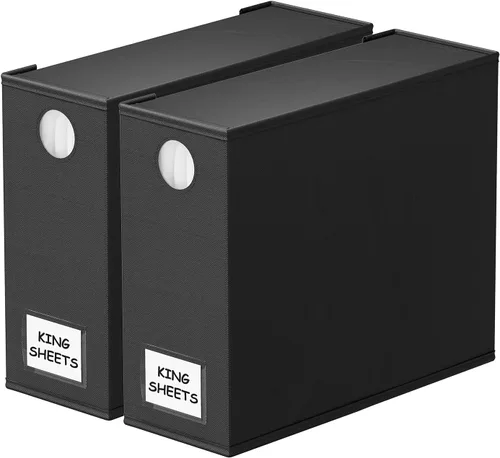 Vista 22 de SpaceAid Paquete de 2 Organizadores y Almacenamiento de Sábanas, Organizador de Sábanas Plegable para Armario de Ropa Blanca, Carpeta Guardadora