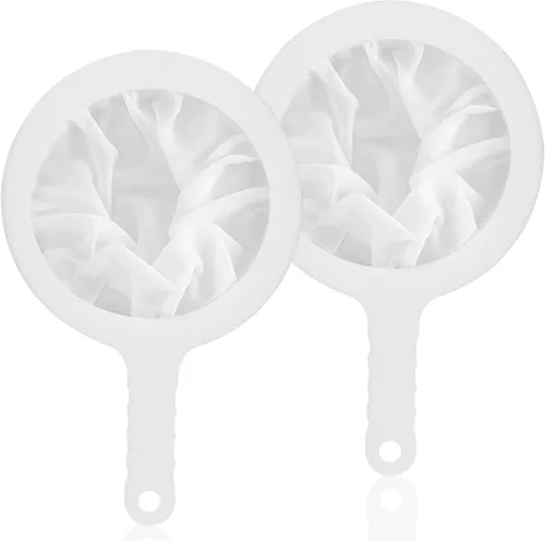 Vista 2 de Uenhoy 2 coladores de malla de nailon ultrafinos 100/200 de malla para cocina, yogur, colador de plasitc con asa, filtro de tamiz para alimentos