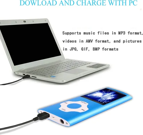 Vista 6 de Hotechs - Reproductor de MP3, reproductor de música MP3 con tarjeta SD de memoria de 32 GB, pantalla LCD digital clásica delgada de 1.82 pulgadas