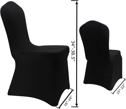 Vista 2 de Fundas elásticas para sillas de elastano negro, 12 fundas elásticas para sillas de boda, fiesta, comedor, buceo (negro, 12)