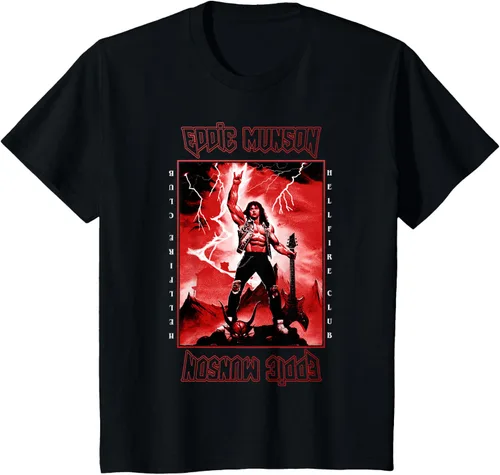 Vista 4 de Stranger Things 4 Eddie Munson Lightning Guitar Power Camiseta
