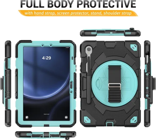 Vista 7 de HXCASEAC Funda resistente para Samsung Galaxy Tab S10 Lite / S10 FE / S9 FE 10.9 pulgadas 5G Soporte para S Pen Protector de pantalla Correa