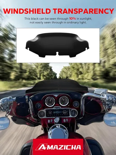 Vista 3 de Amazicha Parabrisas delantero negro de 6 pulgadas compatible con Harley Electra Street Glide Touring 1996-2013