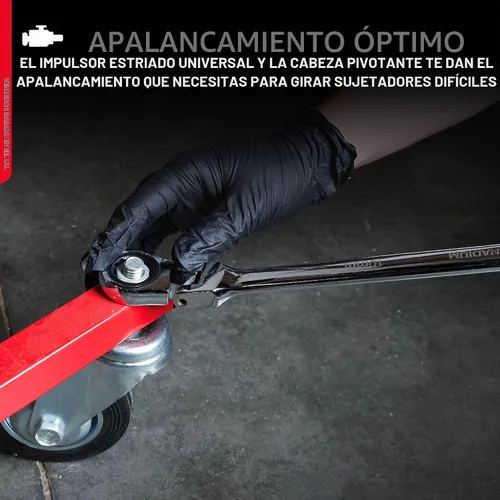 Vista 3 de ABN Cabezal flexible extralargo métrico de 12 puntas y doble caja Llave de trinquete