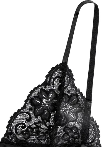 Vista 4 de SweatyRocks Conjunto de lencería de malla con encaje floral y ribete festoneado para mujer