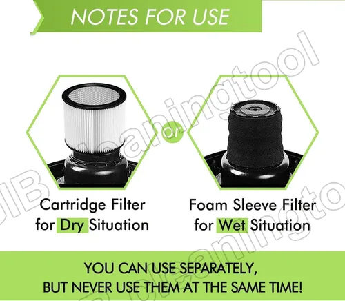 Vista 4 de Filtro 90304 para aspiradora en seco y húmedo Shop Vac con tapa, 3 piezas de filtro de manga de espuma 90585, 2 piezas de filtro 9010700 con banda