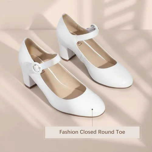 Vista 7 de IDIFU - Vestido de caramelo para mujer, zapatos Mary Jane, tacones de bloque bajo, punta redonda cerrada, oficina, trabajo, iglesia, boda, zapatos