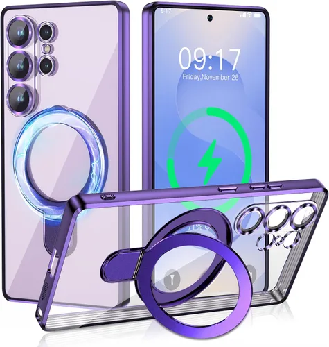 Vista 69 de Funda magnética para iPhone 14 Pro con soporte invisible [compatible con MagSafe] [protector completo de lente de cámara]