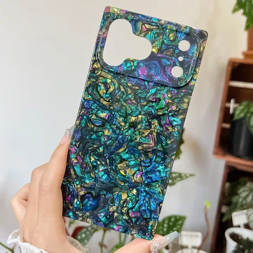Vista 6 de Elegante funda con patrón de perlas compatible con iPhone, de borde rectangular, delgada, suave, de silicona de poliuretano termoplástico (TPU)