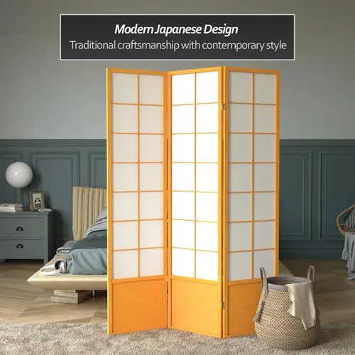 Vista 2 de Red Lantern Pantalla Zen Shoji de 5.9 ft de altura - Miel - 3 paneles