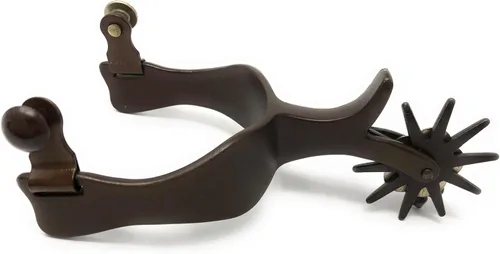 Vista 4 de AJ Tack Texas Star Spurs marrón antiguo para hombre, 10 puntos plateado