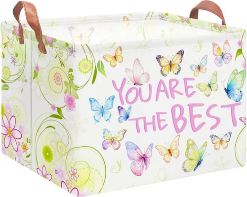 Vista 31 de NTAOHAMPER Cesta rectangular de almacenamiento de fútbol vacía, cesta de regalo plegable con asas, caja de juguetes/libros, decoración de habitación