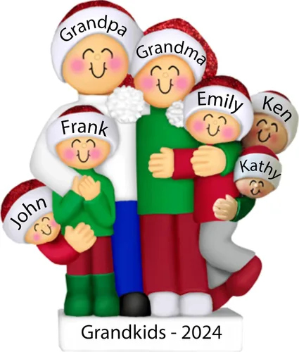 Vista 9 de Adorno personalizado para árbol genealógico 2024, bola de Navidad personalizada para familia de cuatro nietos