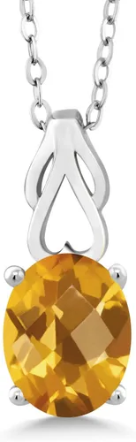 Vista 141 de Gem Stone King Collar de plata de ley 925 con piedra natal ovalada de 0.354 x 0.276 in Collar con colgante solitario para mujer Con cadena