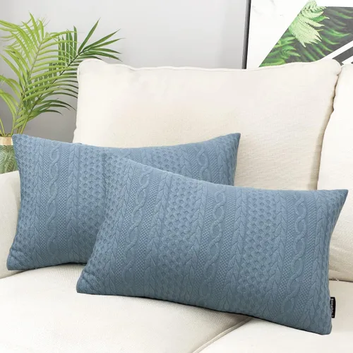 Vista 14 de Booque Valley Paquete de 4 fundas de almohada azules de 18 x 18 pulgadas, fundas de almohada decorativas de verano para sofá, estilo campestre
