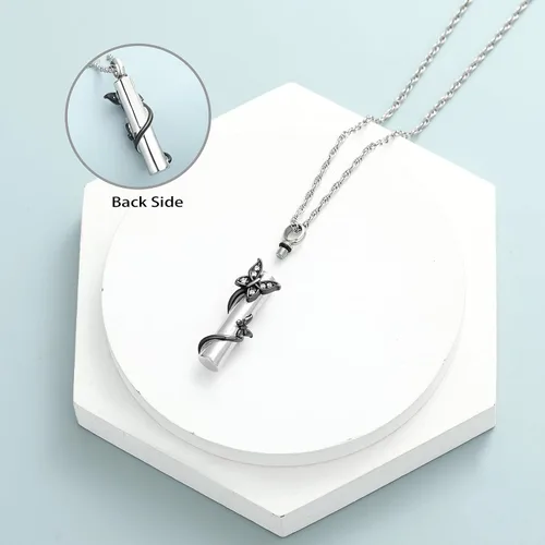 Vista 7 de shajwo Collar de cenizas de urna de mariposa cilíndrica para mujeres y hombres, joyería de cremación de seres queridos, colgante de vial