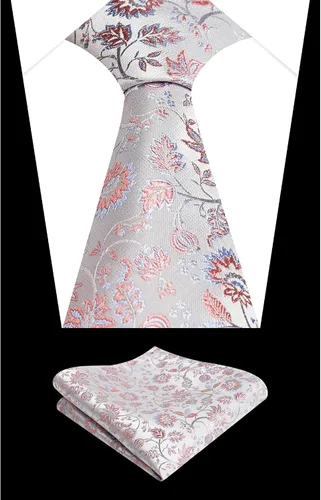 Vista 147 de Alizeal Mens 3.15inches Leaf Flower Pattern Tie with Floral Pocket Square Set
