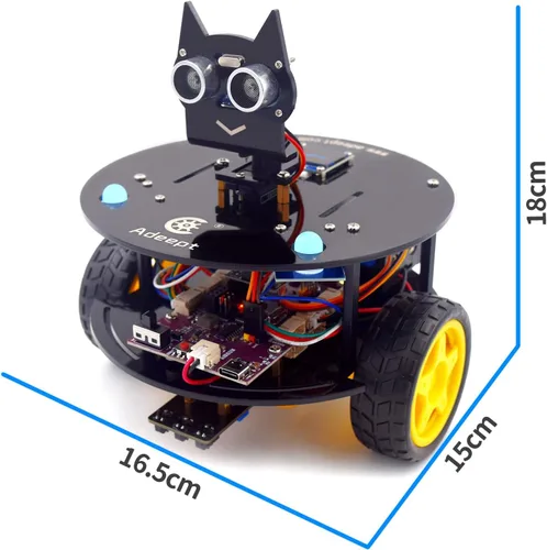 Vista 8 de Kit de coche inteligente Adeept compatible con Arduino IDE, STEM Educational Robotics Seguimiento de línea, evitación de obstáculos, pantalla Negro