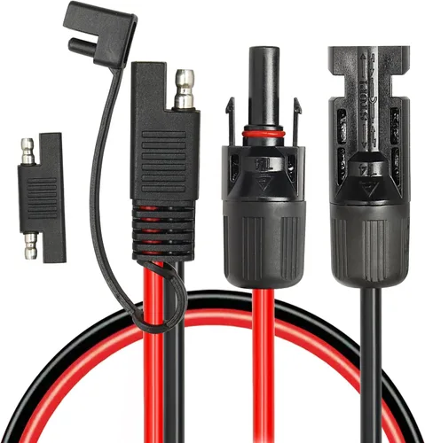 Vista 13 de 2 piezas de 1 pie de cable adaptador de panel solar a SAE - Cable de extensión de conector SAE 10AWG para kit de cargador de batería de panel solar