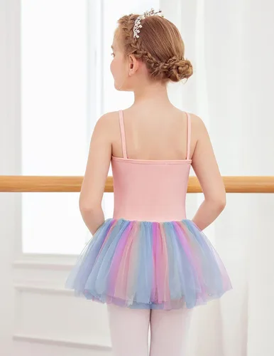 Vista 3 de Zaclotre Leotardo de lentejuelas para niñas pequeñas, leotardos de ballet con correa brillante, vestido tutú, traje de bailarina, disfraz de baile