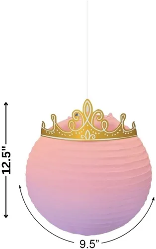 Vista 2 de Disney Princess - Faroles colgantes de papel encantadores – 12.5 x 9.5 pulgadas (paquete de 3) – Decoración colgante adornada de tiara, perfectas