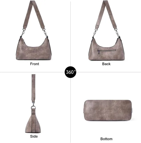 Vista 7 de Caitina Bolso bandolera para mujer, bolsos pequeños de piel vegana, con 3 correas ajustables