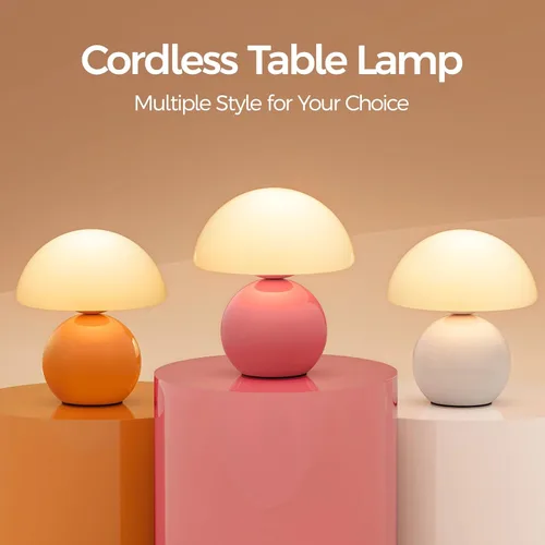 Vista 6 de NIORSUN Lámpara de Mesa con Forma de Hongo para Dormitorio, Lámpara de Mesa Portátil Inalámbrica, Lámpara Inalámbrica, Pequeñas Lámparas Táctiles