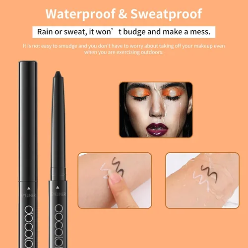 Vista 5 de docolor Delineador de ojos de gel delineador de ojos ultra pigmentado, impermeable, a prueba de manchas, lápiz delineador de ojos, color negro
