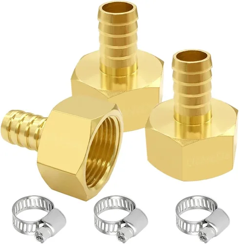 Vista 7 de Uenede 6 accesorios de púas de manguera de latón de 1/2 pulgada NPT hembra a 1/2 pulgadas, conector adaptador de púas incluye 6 abrazaderas de acero