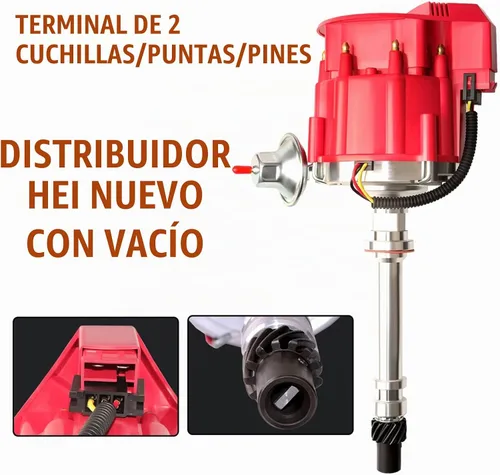 Vista 2 de MAS Racing HEI Distribuidor y cables de bujía y mazo de cables de coleta gratis, kit combinado de tapa roja de repuesto para Chevy 283 302 307 327