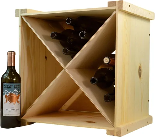 Vista 3 de Caja de almacenamiento de madera para botellas de vino o bebidas con divisor